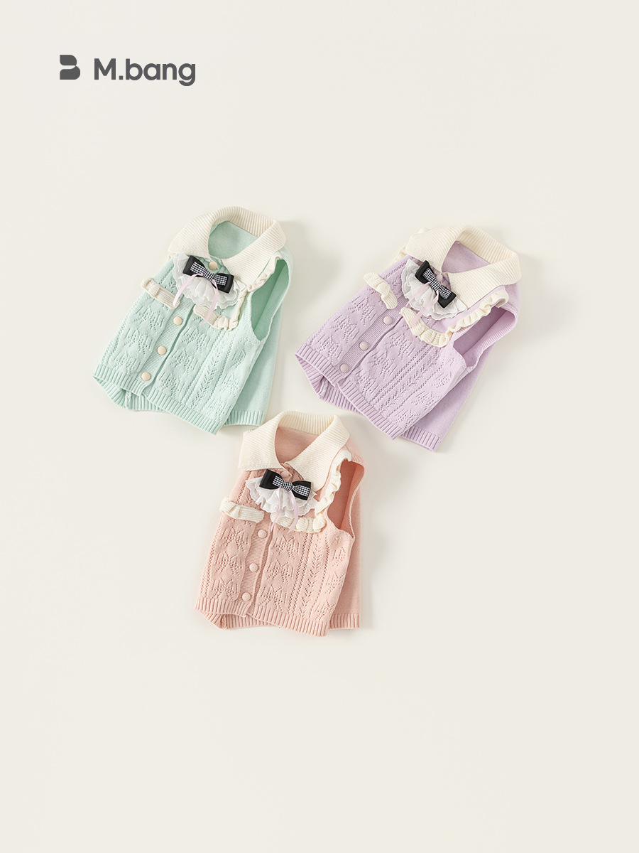 Youbao ropa para niños niñas sin mangas bowknot suéter chaleco estilo primavera chaqueta de punto de encaje dulce para niños grandes