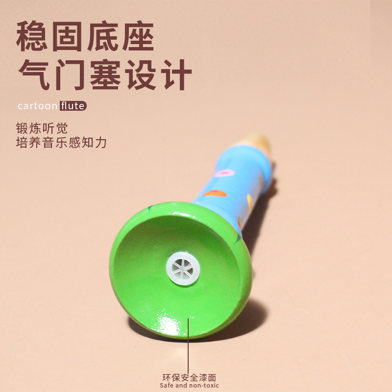 Fábrica directa de los niños tocando instrumento musical trompeta de madera infantil niños educación temprana instrumento musical juguete material didáctico al por mayor