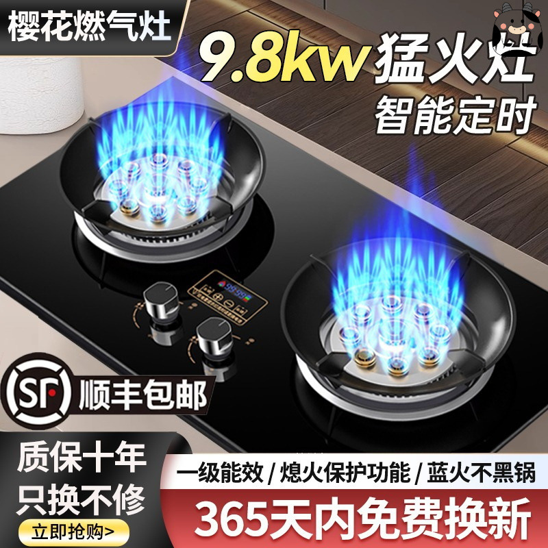 燃气灶双灶家用台式液化气煤气灶天然气嵌入式节能猛火燃气灶