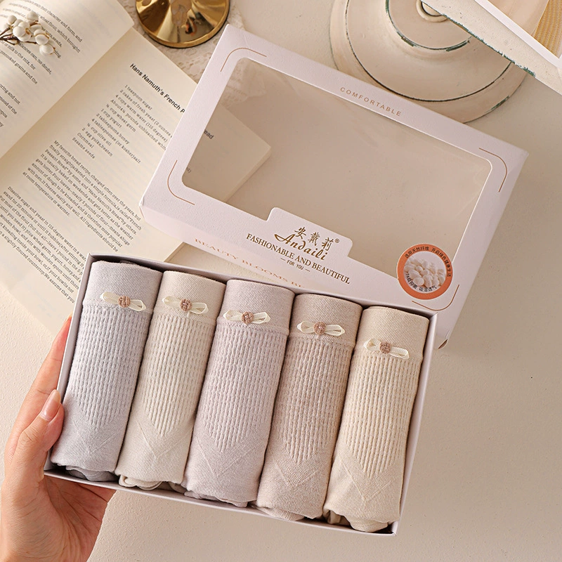 Подарочная коробка 5 одежды средней талии бесшовные женские трусики тутового шелка антибактериальные женские трусы