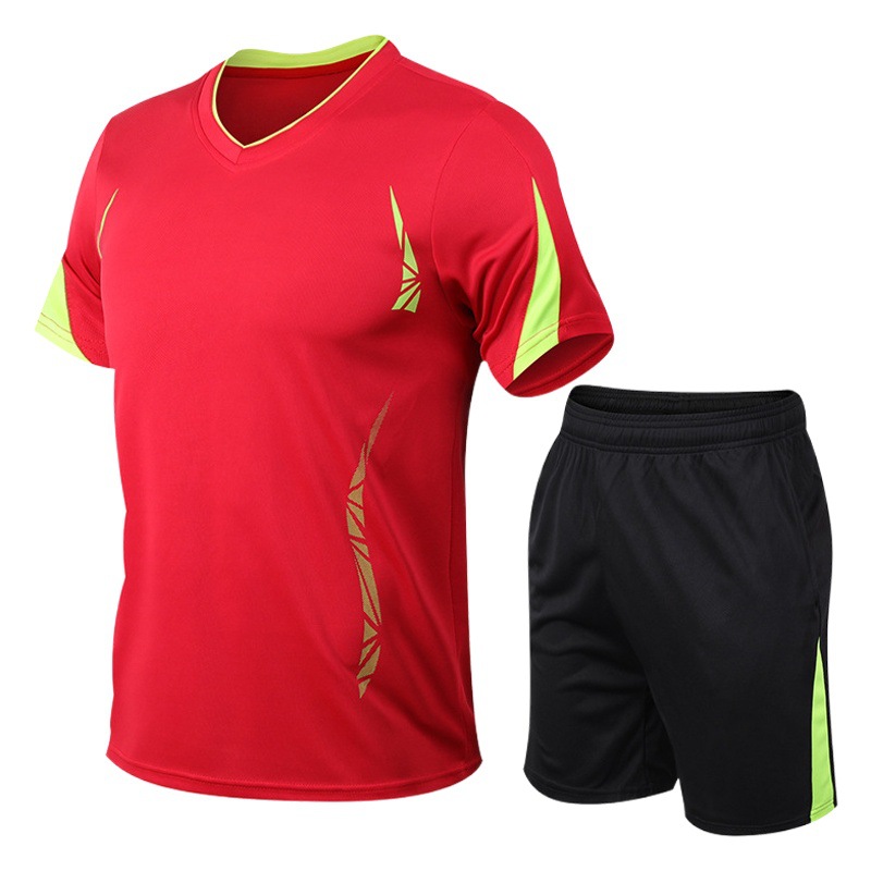 Traje deportivo de los hombres de Verano de la aptitud de manga corta Camiseta de secado rápido de los hombres ropa deportiva suelta casual más tamaño