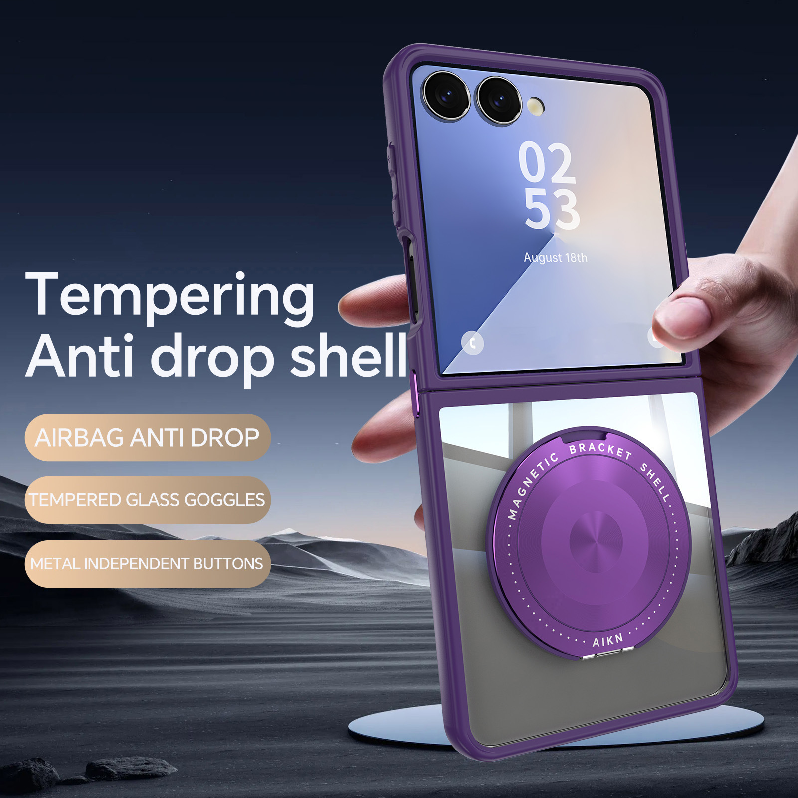 Custodia magnetica per samsung galaxy zflip 7 con supporto 360_voghion.com