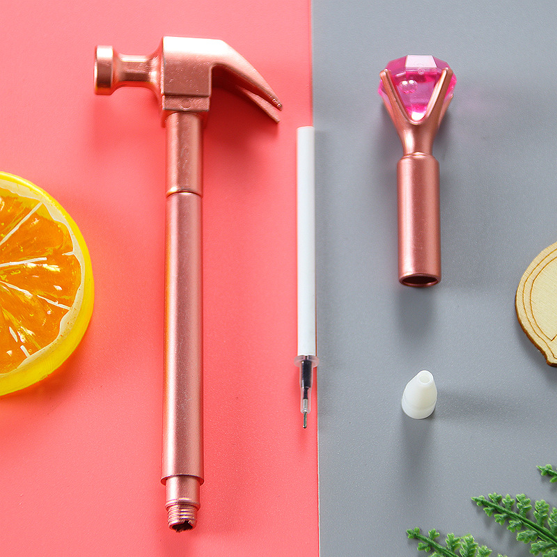 Martillo de diamante creativo modelado pluma de alta apariencia estudiante papelería pluma de gel lindo material escolar pluma de agua al por mayor