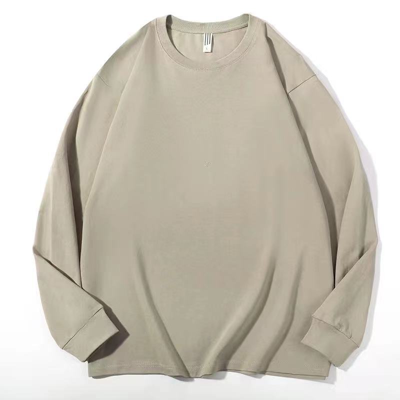230 camiseta de manga larga de algodón pesado suéter camisa de fondo de color sólido ropa de otoño suelta casual pareja de marca de moda estadounidense