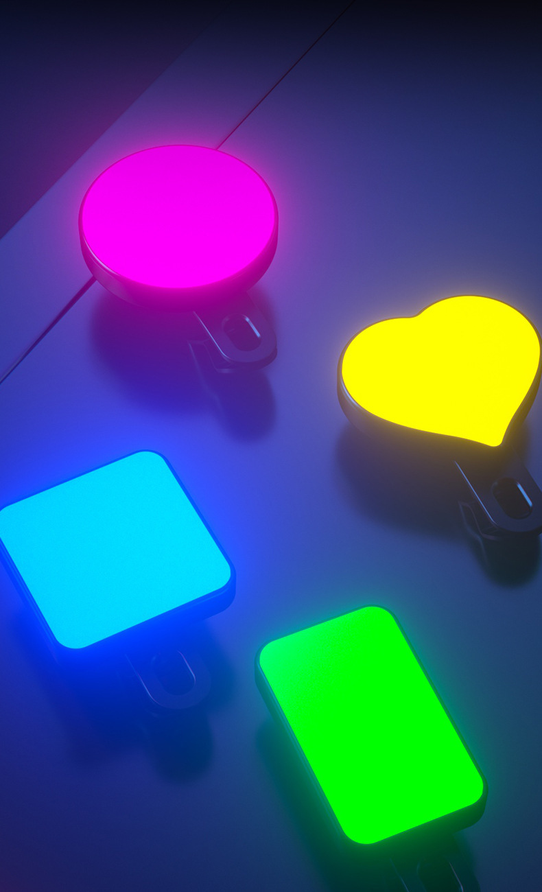 RGB Colorful Selfie Fill Light Beauty Skin Care Clip Fill Light Three Color Temperature Live Streaming Photography Pocket Light