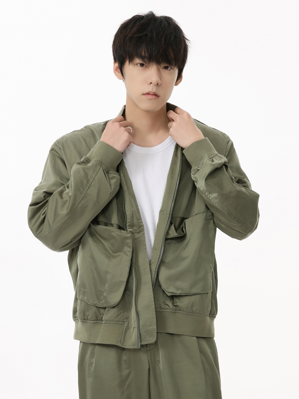 MTLCLOTHES Hombres| 2024 otoño nuevos productos de estilo americano perfilado chaqueta de trabajo casual pantalones de piernas set de moda