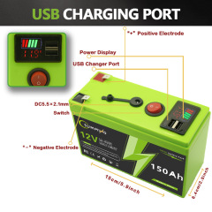 12V 150Ah ポータブル充電式バッテリー USB 電源ディスプレイポート付き多目的バックアップ電源ドロップシッピング