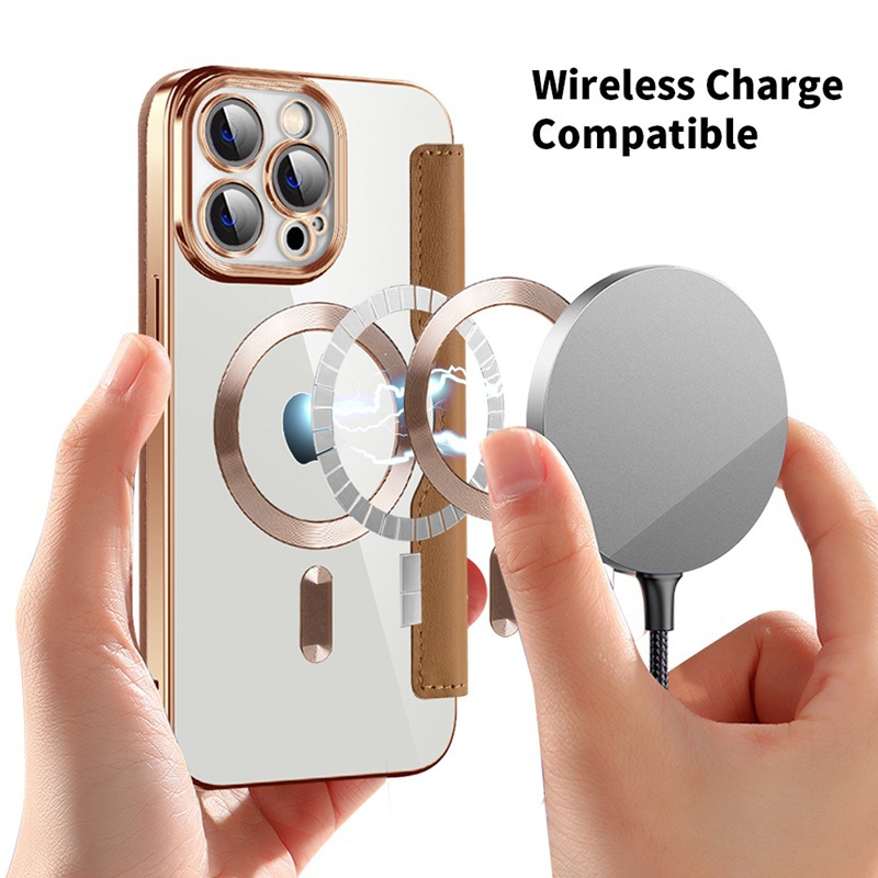 Funda para teléfono móvil iPhone 17 Pro Max Yadun, estilo pequeño y aromático, con imán, adecuada para Apple 16, funda creativa de cuero acolchado con ranura para tarjetas.