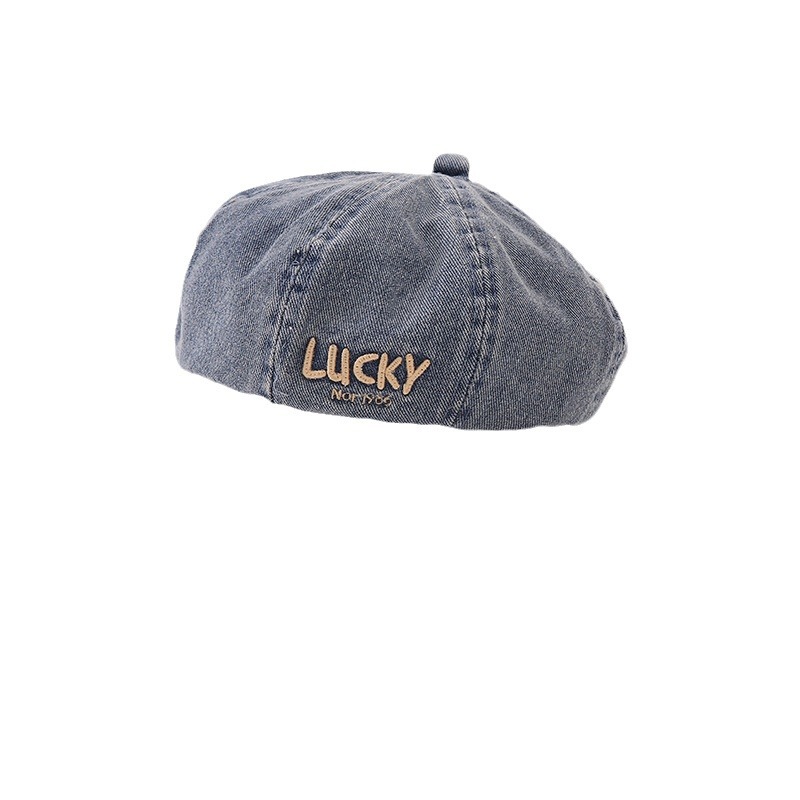 Boina infantil primavera y otoño vaquero lavado con letras bordadas calabaza sombrero de moda bebé de otoño con sombrero de moda