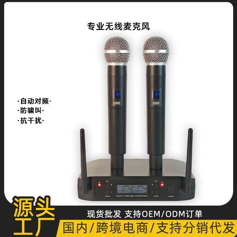 GLXD4 专业无线麦克风一拖二 适用家庭KTV卡拉OK演出录音手持话筒