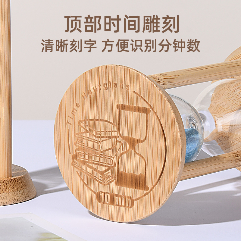 Reloj de arena luminoso redondo de bambú, temporizador resistente para aprendizaje 1/10/30 minutos