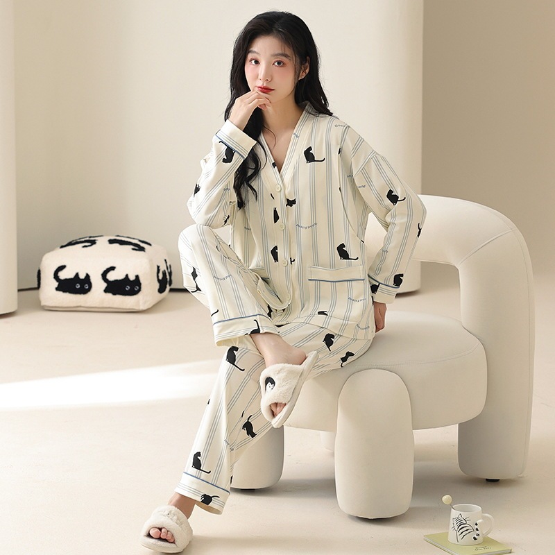 Maternity Pajamas for Women in Autumn and Winter Pure Cotton Long-Sleeved Cardigan Home Clothes for Pregnant Women before and after Childbirth Breastfeeding Set Maternity Pajamas for Women in Autumn and Winter Pure Cotton Long-Sleeved Cardigan Home Clothes for Pregnant Women before and after Childbirth Breastfeeding Set