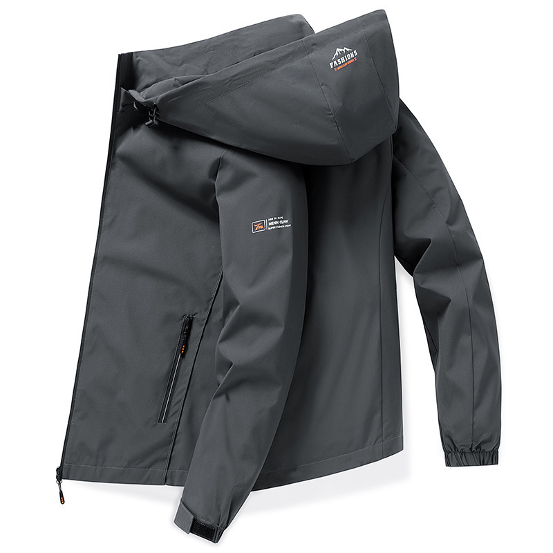 Jacket Casual Men's Coat Spring and Autumn American Style Slim Trendy Brand Heavy Detachable Hood Workwear Casual Softshell Jacket Men