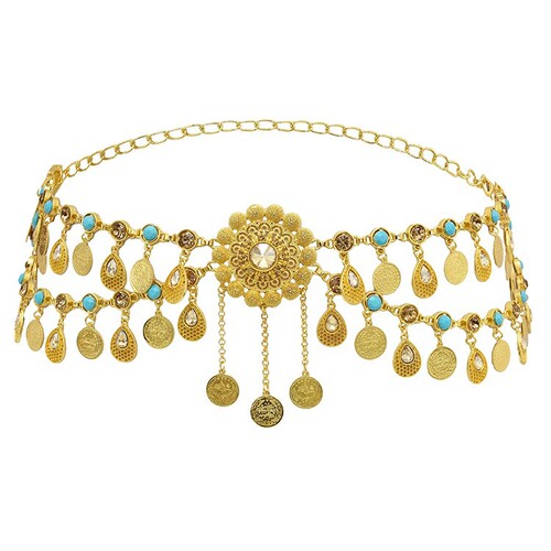 Factory Direct Sales Alloy Fashion Belly Dance Waist Chain Crystal Metal Acrylic Exquisite Belt Accessory Wholesale Women