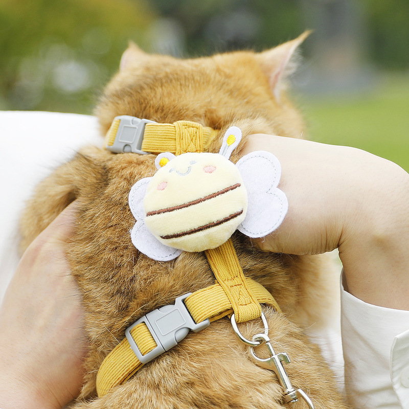 Little Bee 猫牽引ロープ、外出時の脱走防止 I 字型猫散歩ロープ、子猫ハーネス、調節可能なペット犬チェーン|undefined