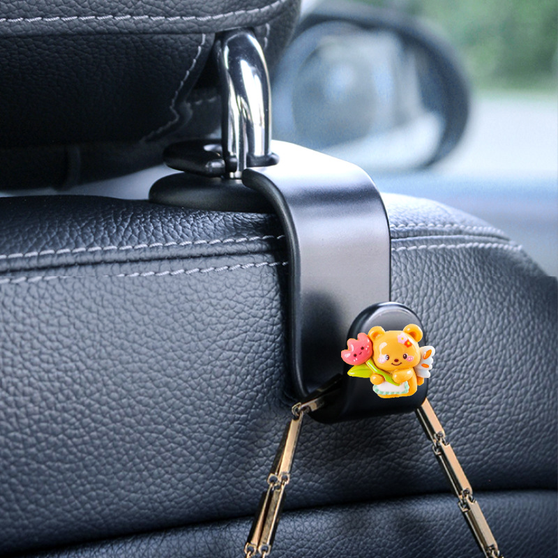 Lindo abrazo de flores oso decoración de coche de dibujos animados coche consola central decoración de pantalla de navegación decoración de cabeza de plástico
