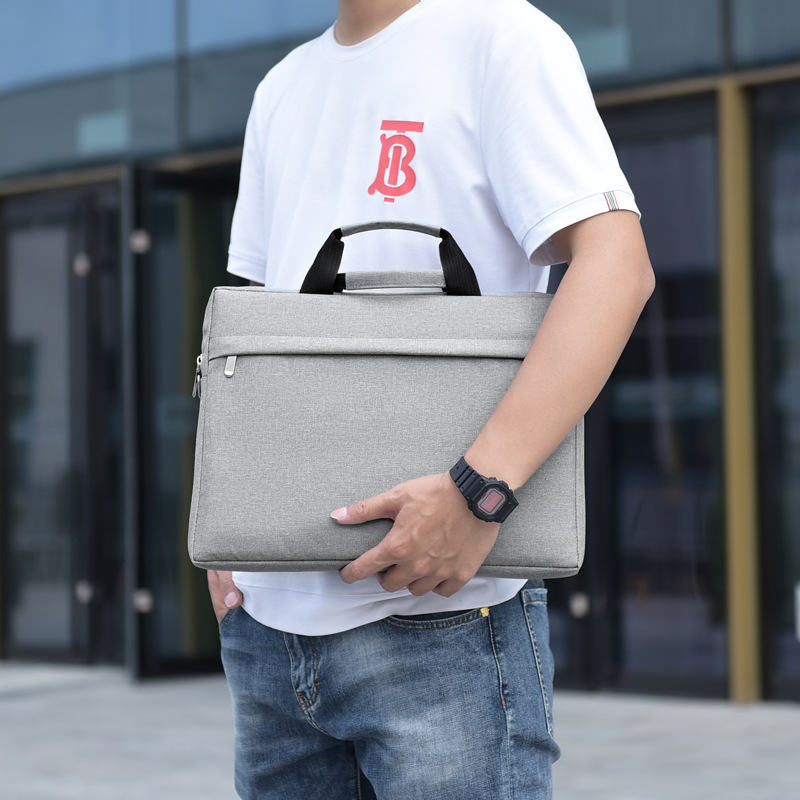 純色特製手提電腦包男女商務筆記本手提包15.6寸時尚休閒斜挎包