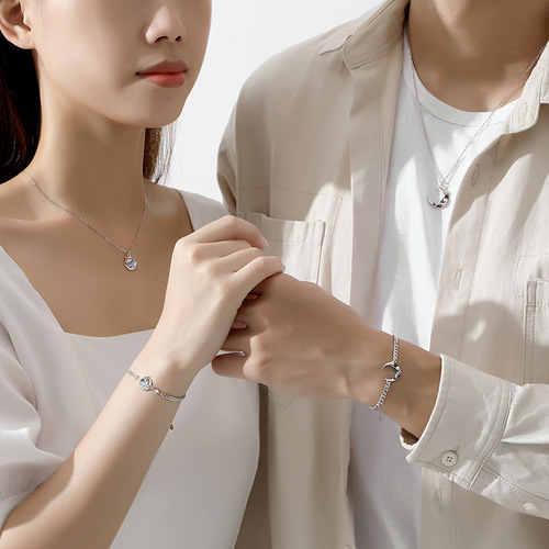 Original Little Prince of Stars and Moon and Rose Couple Bracelet sterling silver pair of men and women niche design identical bracelets