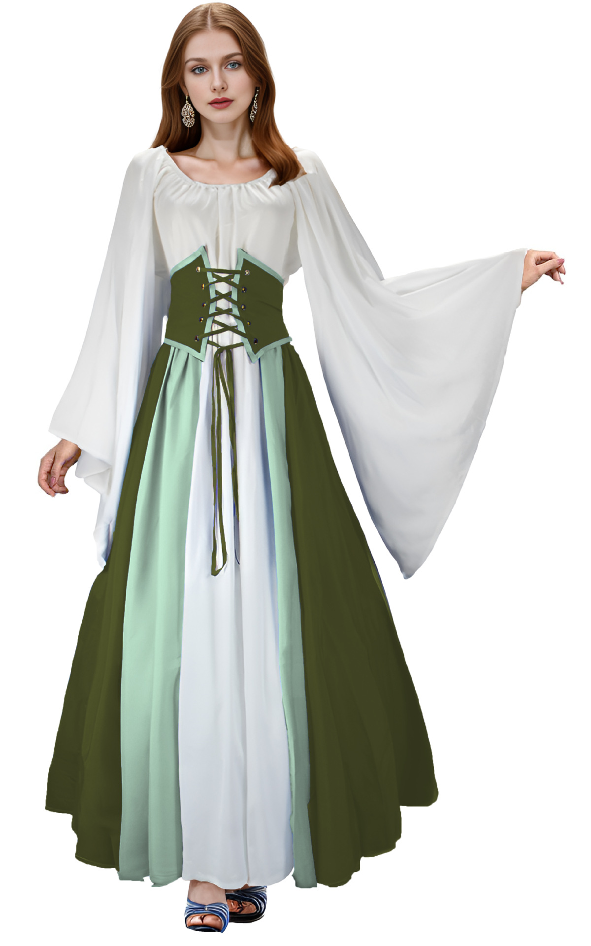 Halloween cos medieval renacimiento mujeres mono vestido largo traje de la etapa juego de rol traje Retro