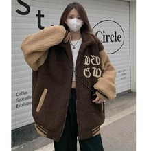 流行韩系休闲显瘦长袖外套男女小众设计感毛衣潮流气质原宿风棉衣