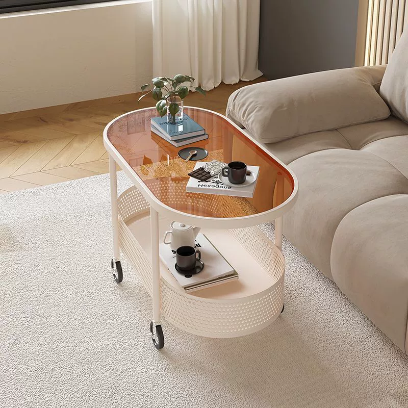 Боковой столик для дивана, тележка, скандинавский простой современный боковой шкаф из закаленного стекла, боковой прикроватный маленький журнальный столик, передвижной шкаф
