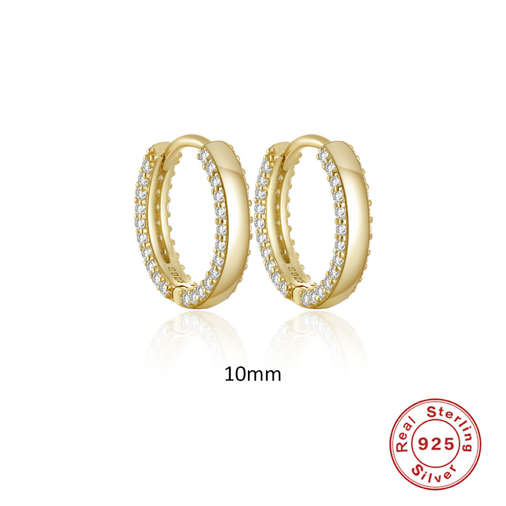 Round Pattern Women'S Gender 1 Pair 925 Sterling Silver Zircon Round Earrings