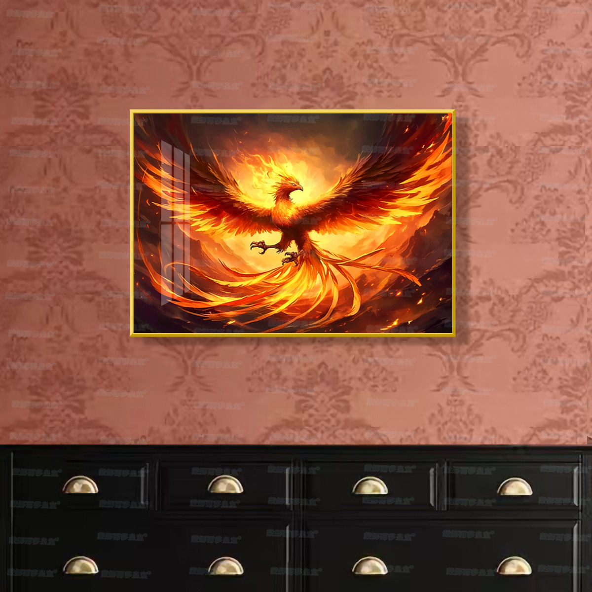 Mona Lisa real bordado pequeño bordado de fuego Phoenix estilo chino festivo auspicioso decoración de la sala de estar bordado a mano image 4