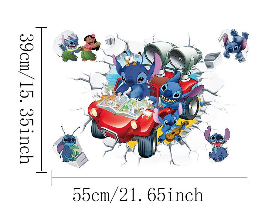 Cartoon transfronterizo Sticky pared pegatinas tridimensionales a través de la pared decoración de la pared de la habitación de niños pegatinas autoadhesivas diseño de fondo creativo