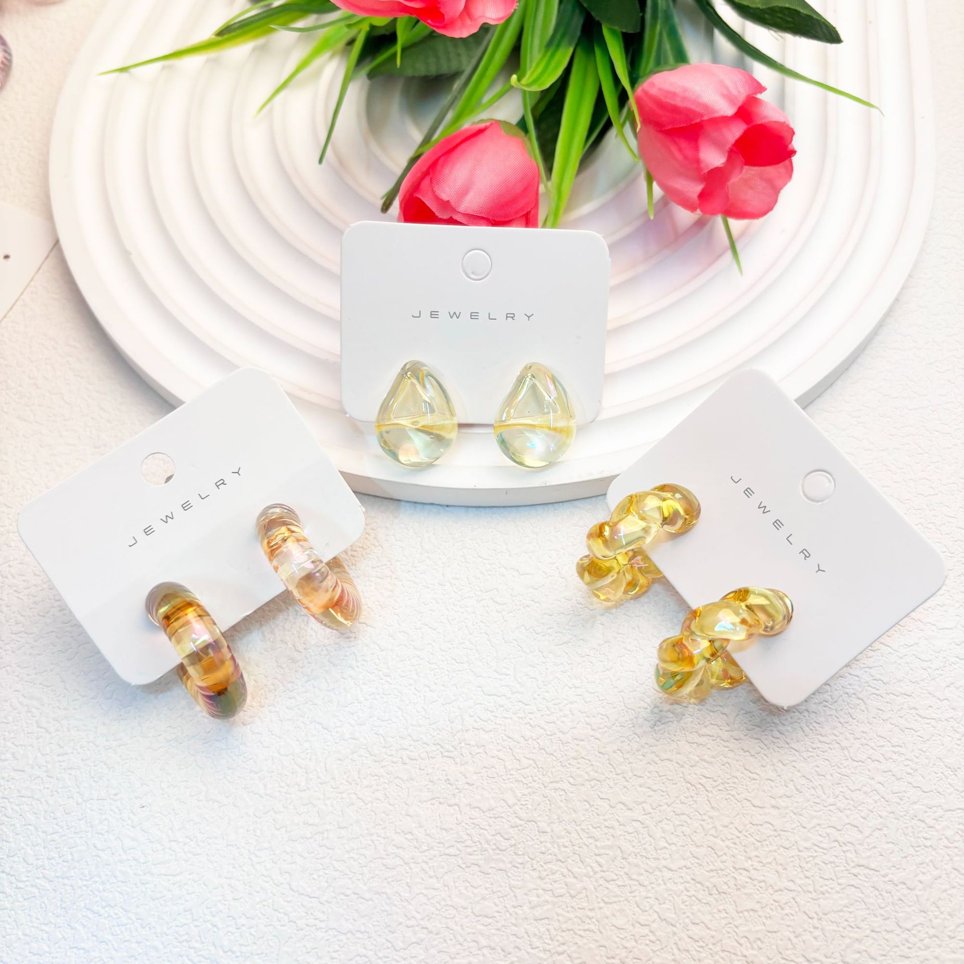 Earrings Classification 1 Set Simple Style Water Droplets Plating Arylic Earrings