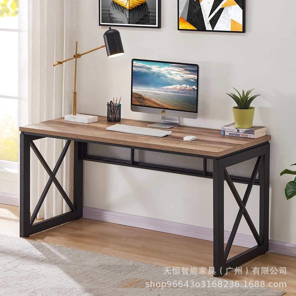 工业家用办公桌乡村风格木质电脑桌农家结实金属写字台可定制