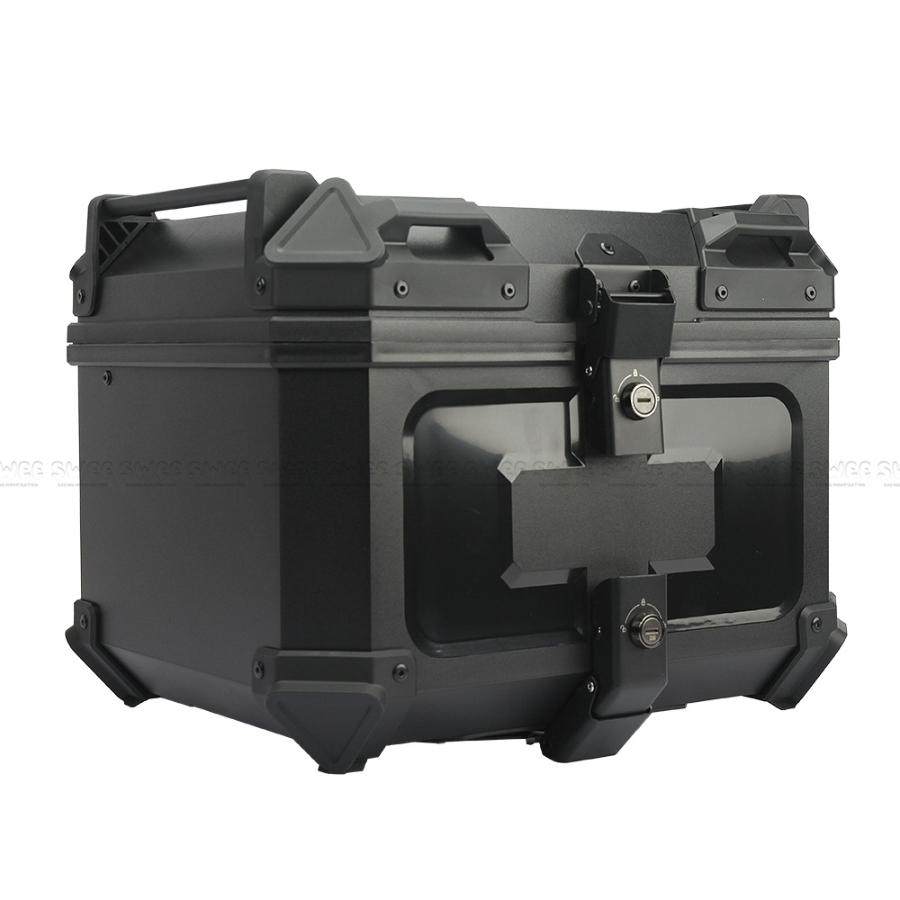 New all black field embossed 45L motorcycle ABS plastic tail box large trunk quick release motorcycle tail box