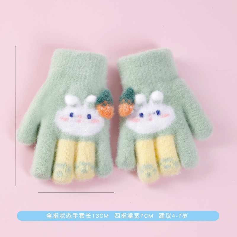 儿童手套秋冬女孩学生五指半翻盖可爱手套玩雪男童保暖写字新款|undefined