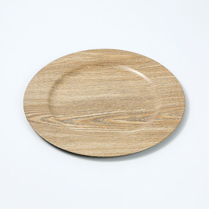 Placas de plástico de decoración de platos de frutas de estilo retro ligero de lujo madera pp material cojín de tazas de mesa de comedor