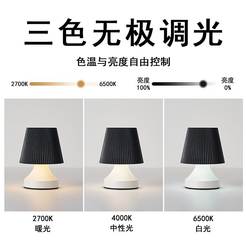 跨境北欧轻奢台灯充电led氛围灯卧室家用装饰户外小夜灯可调光|undefined