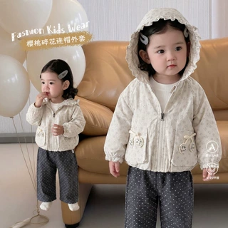 纯棉春秋款女宝宝外套婴幼儿秋季长袖碎花连帽外出服女童可爱衣服
