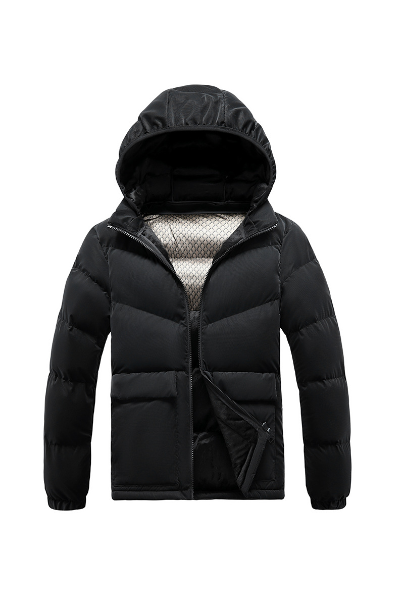 Baumwollgefütterte Herren-Graphen-Jacke in Slim-Fit-Passform mit abnehmbarer Kappe und dicker Kapuze_voghion.com