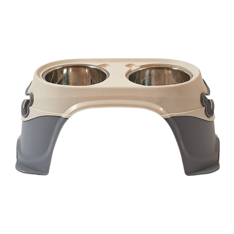 Tazón de comida para mascotas tazón de acero inoxidable perro gato agua potable antidetonante pierna alta doble tazón perro grande soporte cervical hervidor de agua potable