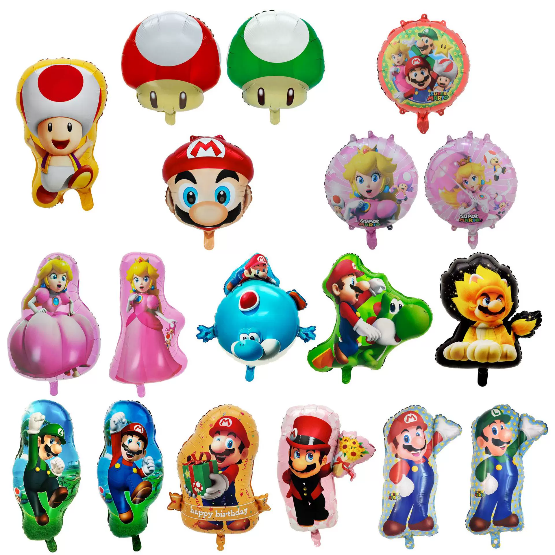 卡通超级玛丽马里奥蘑菇桃子公主儿童生日铝膜铝箔气球派对装饰