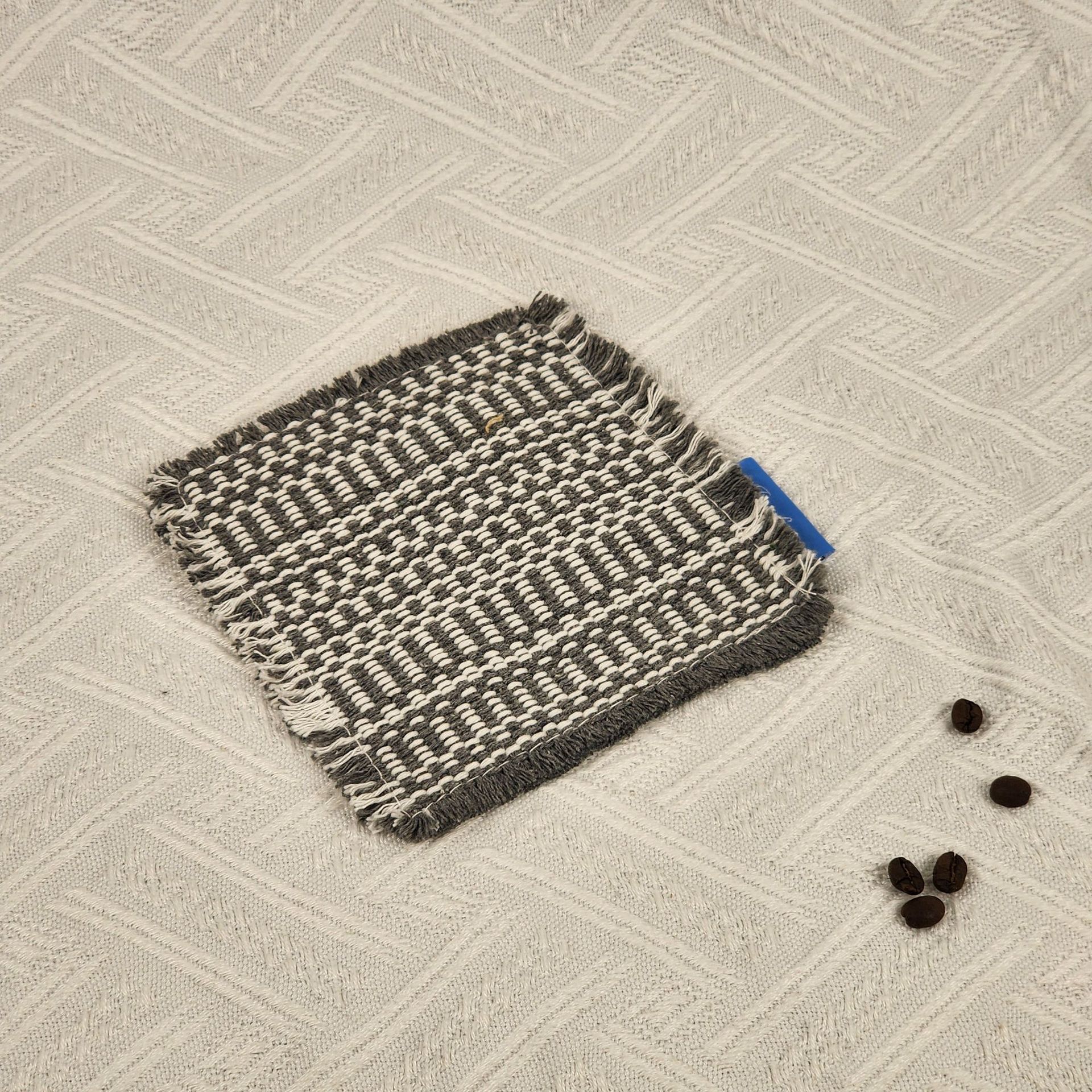 Retro ins estilo trenzado cojín de taza cuadrada tela aislante cojín de mesa de café cojín multipropósito