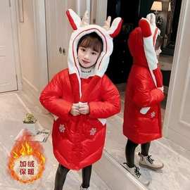 女童羽绒棉服2025新款洋气中大童冬季棉衣儿童冬装中长款女孩