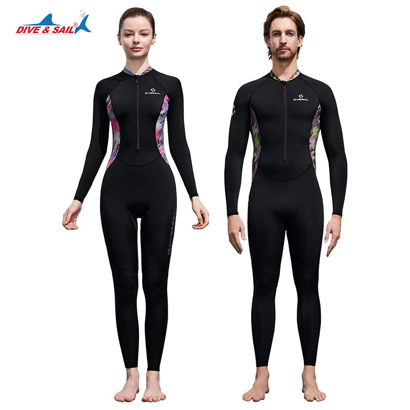 Dive&Sail Thin Lycra One-Piece Men's Long-Sleeved Sun Protection Ice-Sense Quick-Drying Wetsuit Snorkeling Surfing Swimsuit