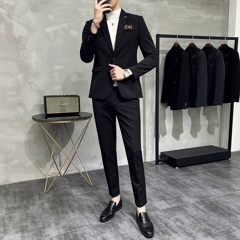 Комплект, корейский тренд классический костюм, Slim fit, британский стиль, стиль высокого качества