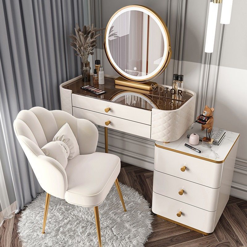 인기 추천 화이트 골드 다리 [브라운 강화유리 테이블 상판]