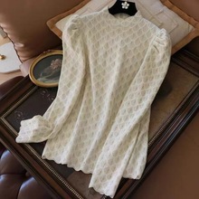 设计感法式小众羊毛针织衫女2024秋冬新款烫钻外穿毛衣打底罩衫