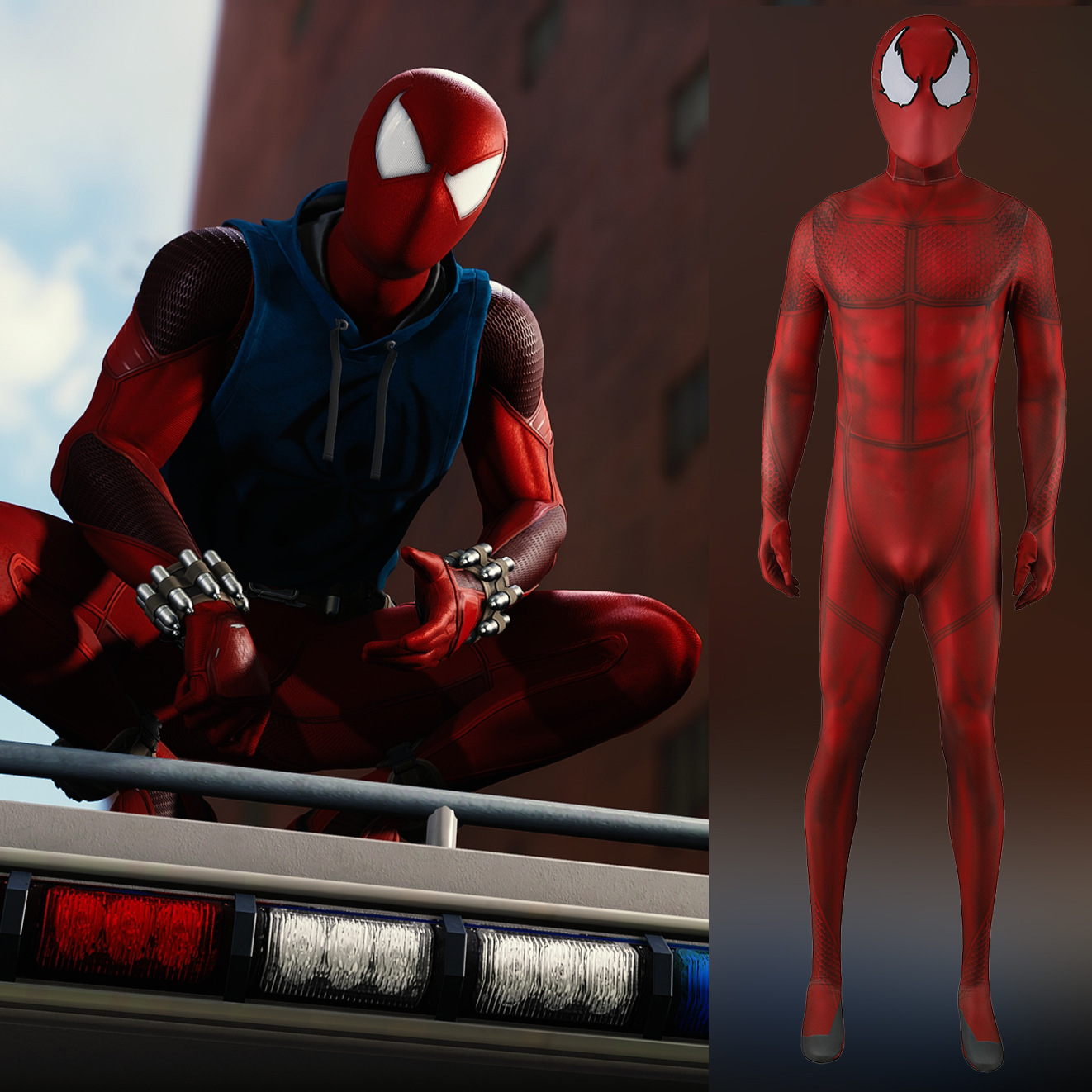 Scarlet Spider-Man Base Costume Insomniac Scarlet Halloween cosplay Costume suit