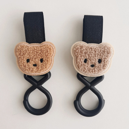 Korean style ins style bear head stroller hook umbrella stroller stroller stroller accessories baby walking artifact Velcro hook