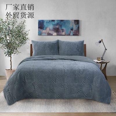 Foreign trade Waffle Plain colour Ultrasonic wave quilt quilt with cotton wadding Three-piece Suite Bedclothes River QUILT Bed covers