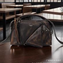 GROTT0箭头包新款美拉德翻领包真皮大容量手提包单肩斜挎工厂女包