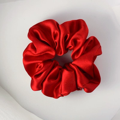 Mingjian 30 Momme Silk Hair Saç üçün rezinlər - chinese-red-4cm-100-mulberry-silk-30mm