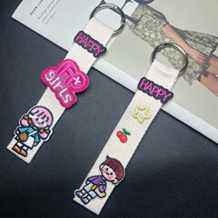 ドーパミン無地キーホルダー DIY 無地綿ストラップペンダント韓国名ストリップペンダントバックパック布ストリップウォーターカップロープ